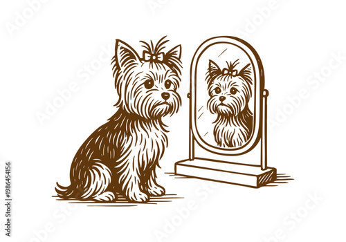 Yorkshire Terrier Dog hand drawn simple sketch vector illustration