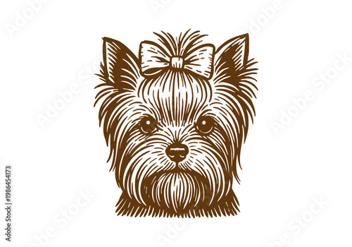 Yorkshire Terrier Dog hand drawn simple sketch vector illustration