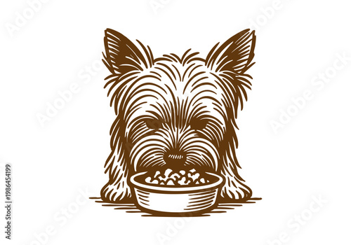 Yorkshire Terrier Dog hand drawn simple sketch vector illustration