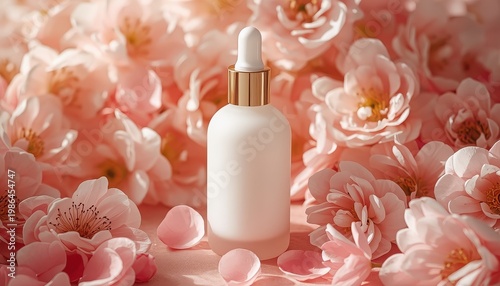 blank Beauty product surrounded by soft floral elements
