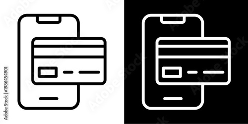 Mobile Credit Card Icon Set White Style Collection