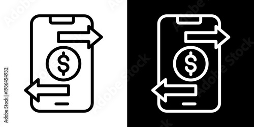 Mobile Money Transfer Icon Set White Style Collection