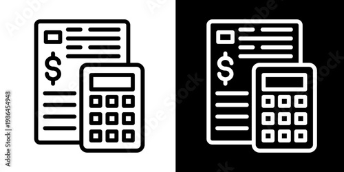 Billing Statement Icon Set White Style Collection