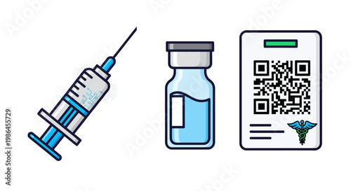 Medical syringe vaccine vial QR code.