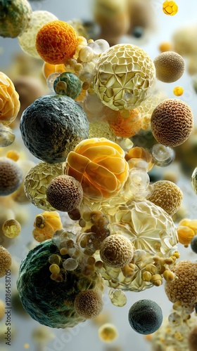 A vibrant collection of microorganisms suspended in fluid, showcasing the marvels of microscopic life.