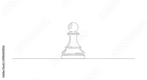 Minimalist single line drawing of a chess pawn on a white background, strategic game piece.