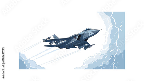 Military Fighter Jet Aircraft Flying Fast.