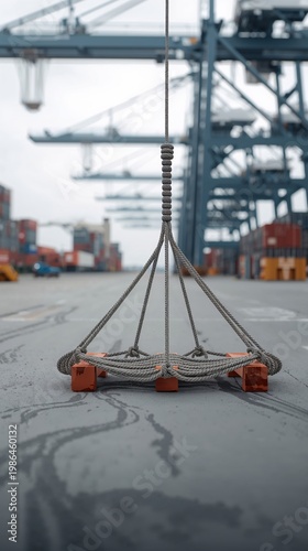 Crane lifting a load at the international shipping port
