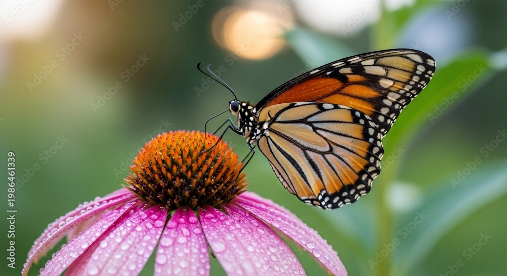 Obraz premium Butterfly on purple coneflower
