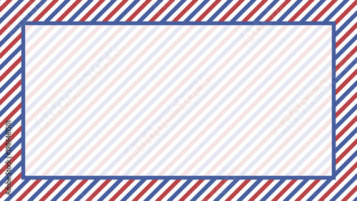 赤・青ストライプ背景・フレーム付き素材