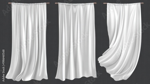 Elegant White Curtains Hanging Gracefully.