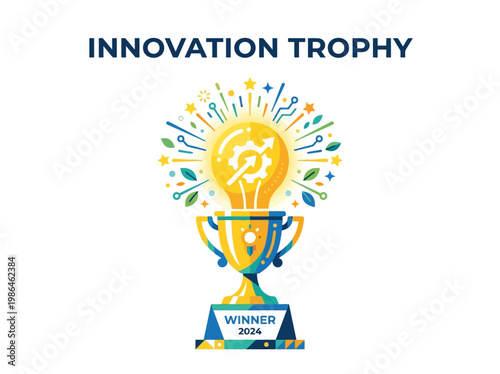Awarding the Winner of the Innovation Trophy with a Symbol of Brilliant Ideas and Success