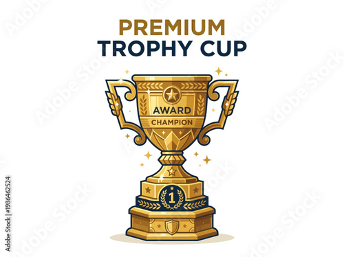 Premium Champion Award Trophy Cup Illustration Celebrating Victory and Achievement