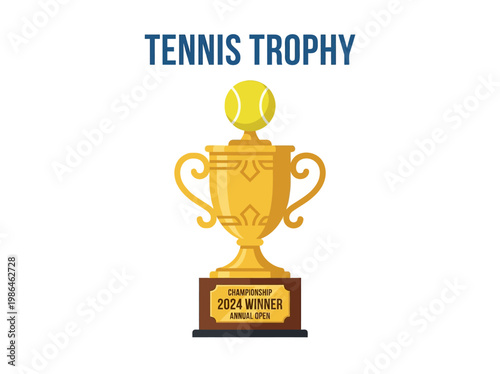 Golden Tennis Championship Trophy Awarding Victory in the 2024 Annual Open Tennis Championship Event