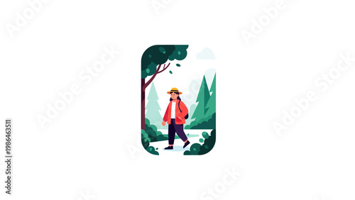 Person Wearing Orange Hiking Backpack Outdoors.