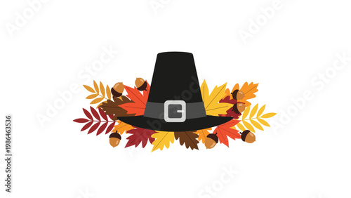 Pilgrim hat with autumn leaves.