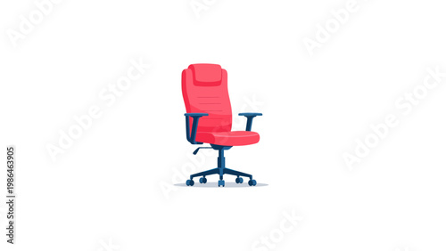 Red Office Chair with Armrests.