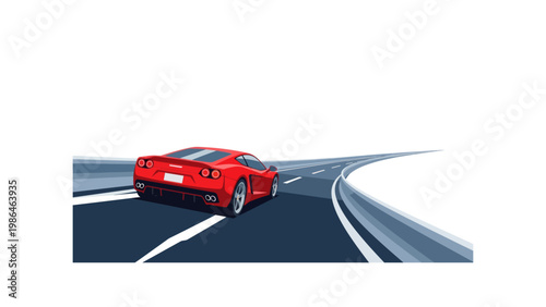 Red sports car on the road.