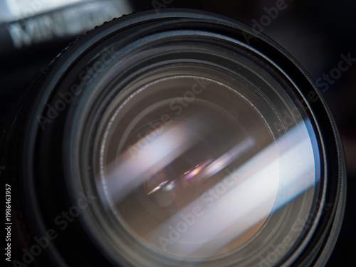 Camera Lens Close-Up with Interesting Reflections