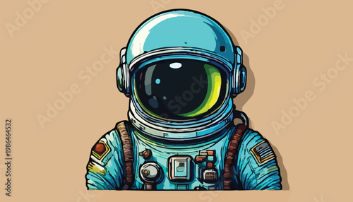Detailed Astronaut Illustration - Exploring Space in Style and Color.