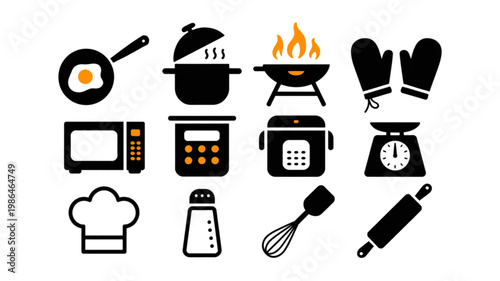 Collection of kitchen cooking and baking tools and utensils Vector