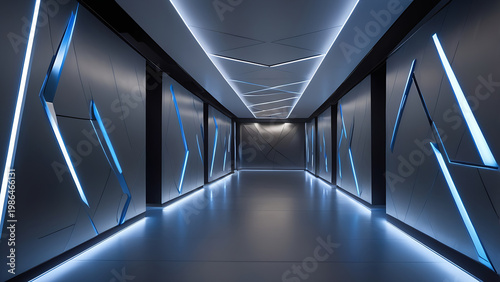 Sleek Silver Metallic Planes With Electric Blue Edge Lighting