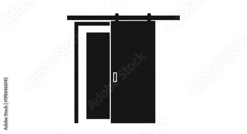 Modern Sliding Barn Door with Metal Hardware.