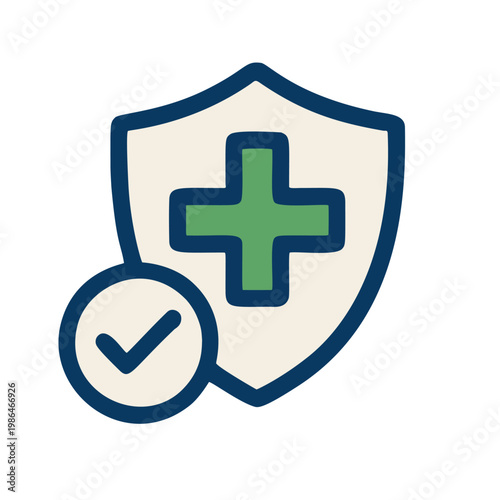 Handdrawn Outline Shield Health Checkmark Icon Symbol for Medical Protection
