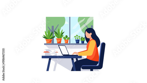 Woman sitting at a desk working.