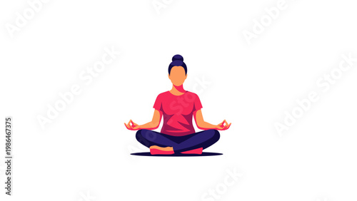 Woman Sitting in Lotus Position Meditating.