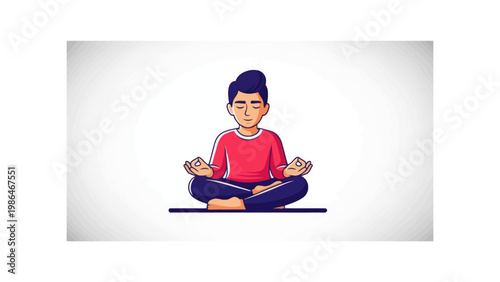 Young man sitting in meditation posture.