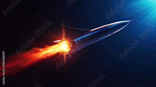 Ultra fast hypersonic aircraft streaking across upper atmosphere 