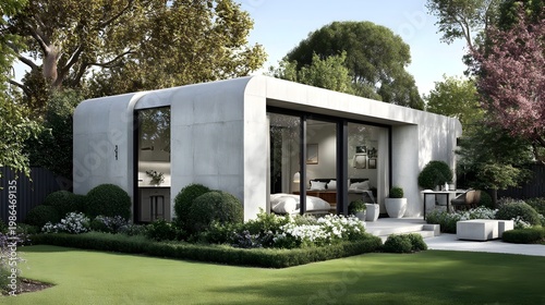 Modern House Presents Small Garden in Front View