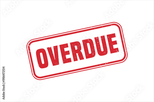 A distressed red stamp displaying the word overdue in bold letters