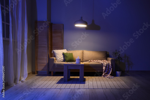 Interior of dark living roo...
