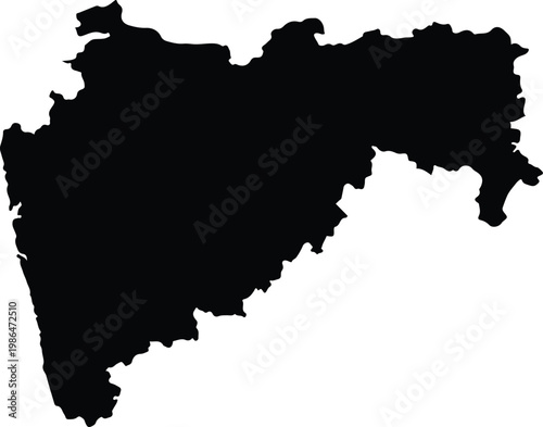 Silhouette of maharashtra india a state outline on white background