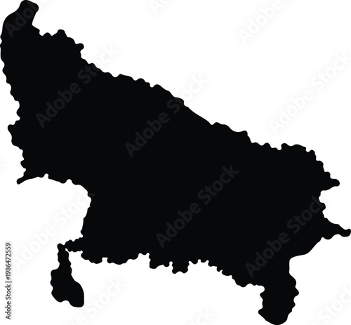 Silhouette of uttar pradesh india s state against a white background