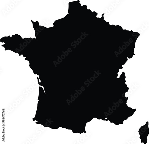 Silhouette of france a solid black map depicting the country s shape