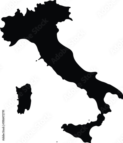 A black silhouette outlines the geographical shape of italy