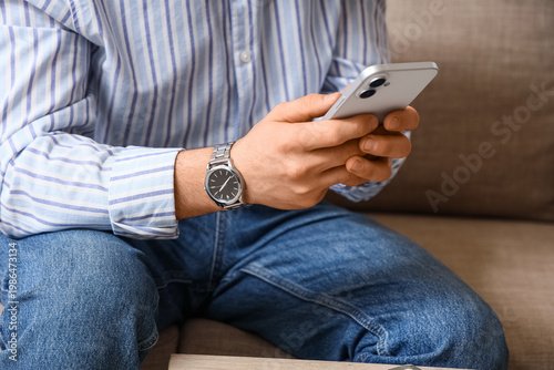 Man with stylish wristwatch...