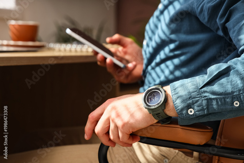 Man with stylish wristwatch...