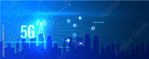 5G Network Icon with Ultra Fast Connectivity and Smart Communication Technology