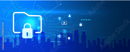 AI-Powered Folder Lock Security Icon with Secure File Protection and Access Control System