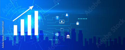 AI-Powered Growth Graph Icon with Smart Data Analytics and Business Performance Increase