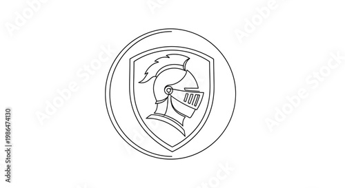 Knight Helmet Emblem, Medieval Warrior Shield Logo, Vintage Heraldic Crest Icon