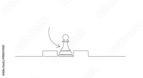 Chess Pawn Moving Forward Over Obstacle, Strategy and Planning Concept