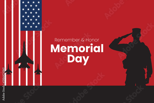 Minimal Memorial Day background with American flag elements, honoring fallen heroes with respect and patriotism