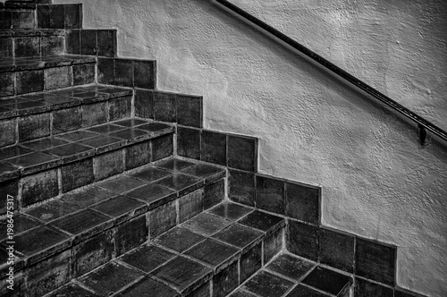 Ancient Terra Cotta Tiled Staircase with Bannister.