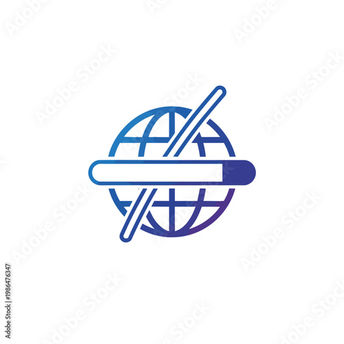 Censored globe icon in blue
