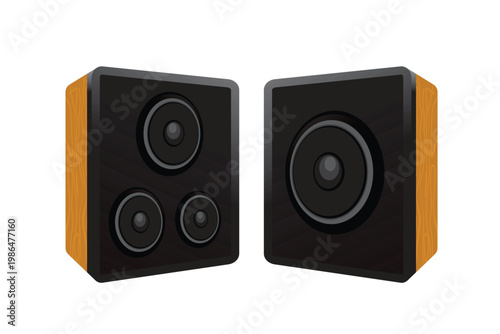 Modern Speaker Set Vector Illustration. Audio Sound System Vector Design